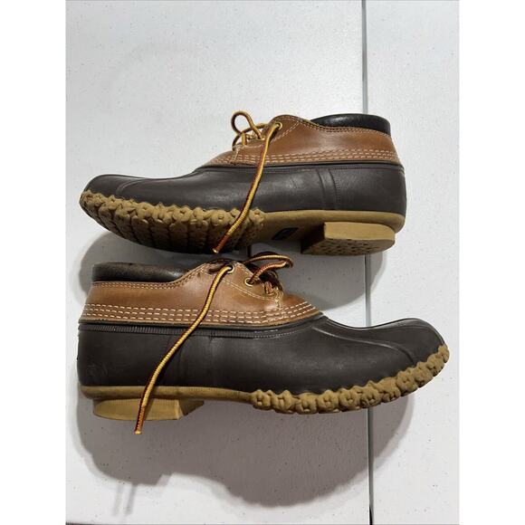 Vintage L. L. Bean Mens Sz 7 Duck Boots Maine Hunting Shoe Leather Rubber Brown - Picture 4 of 6